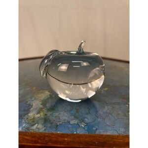 Clear Glass Apple Paperweight | Decorative Art Glass Desk Office Decor